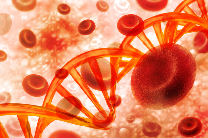 DNA blood cell on scientific background